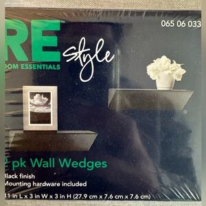 Essentials Black Wall Wedge Shelves - 2 Pack